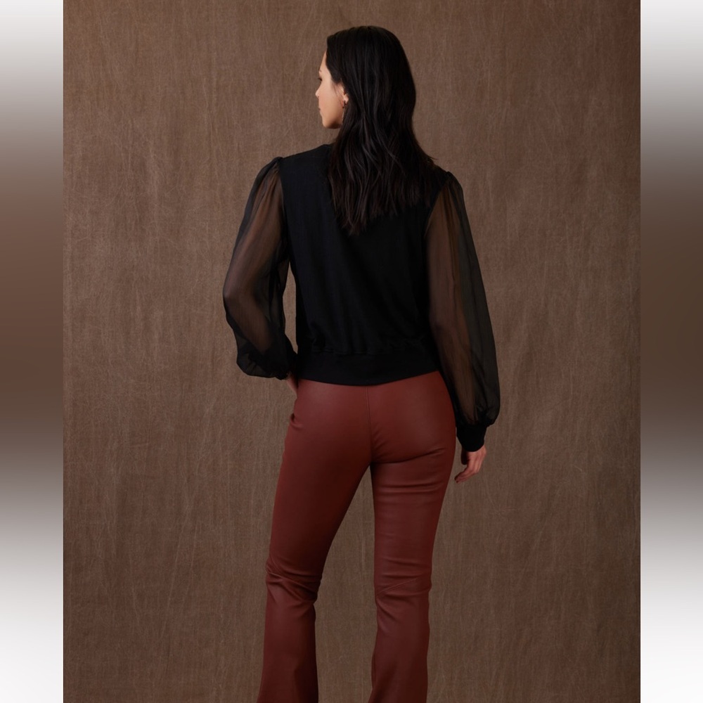 Double D Ranch Black and Gold Embellished Mock Neck Blouse - Long Ride Top - Picture 11 of 13